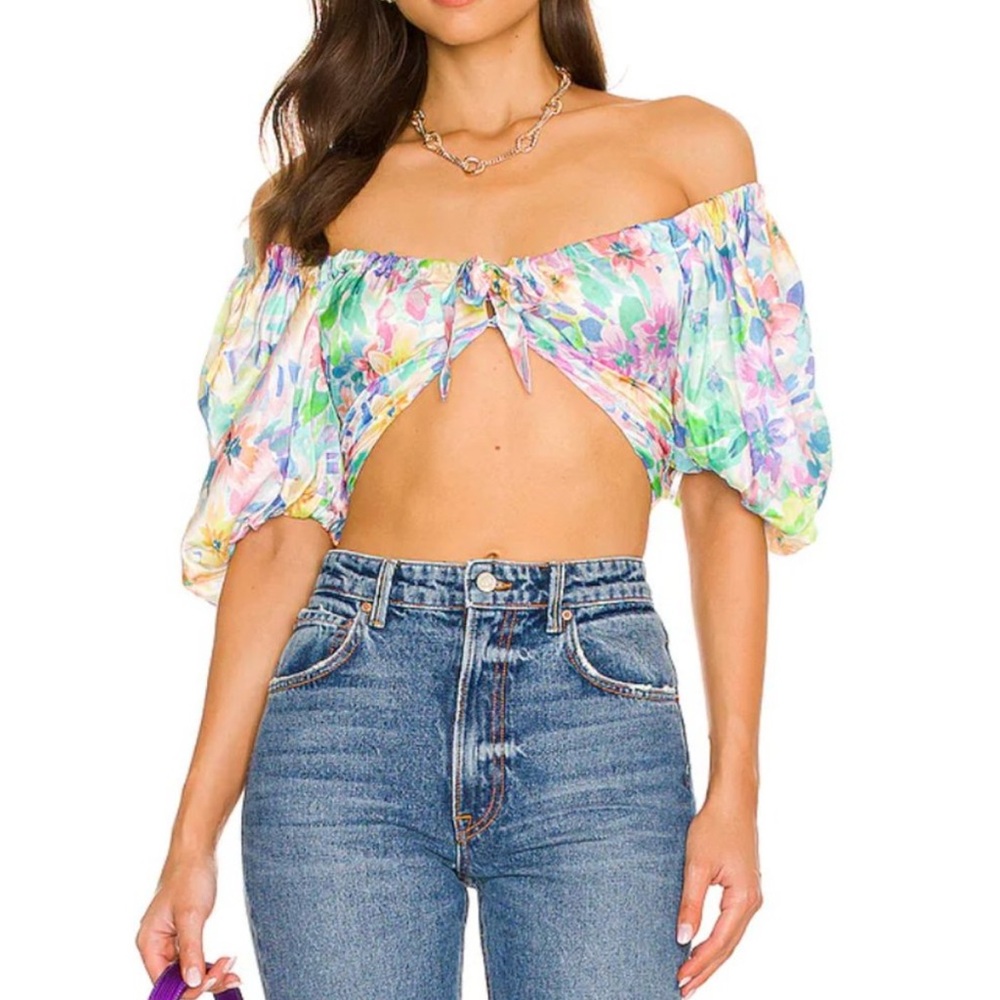 For Love & Lemons‎ Blaire Crop Top multi-color floral women’s Sz S